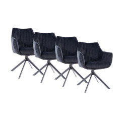 Zestaw 4x Krzesło Obrotowe Azalia Velvet Czarny / Bluvel 19 | Domowanie.pl