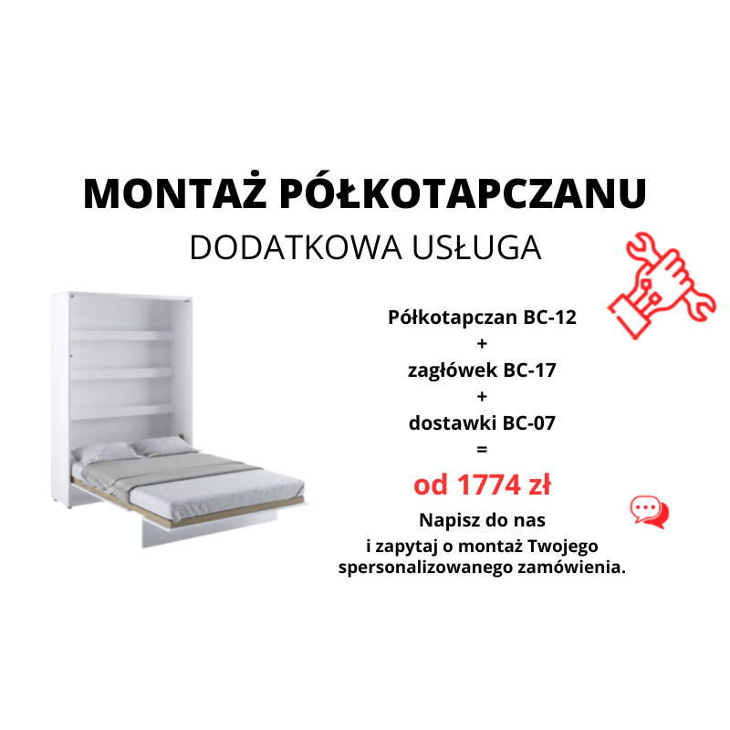 P&oacute;łkotapczan BED CONCEPT BC-12 160X200 z dostawkami BC-07 i zagł&oacute;wkiem