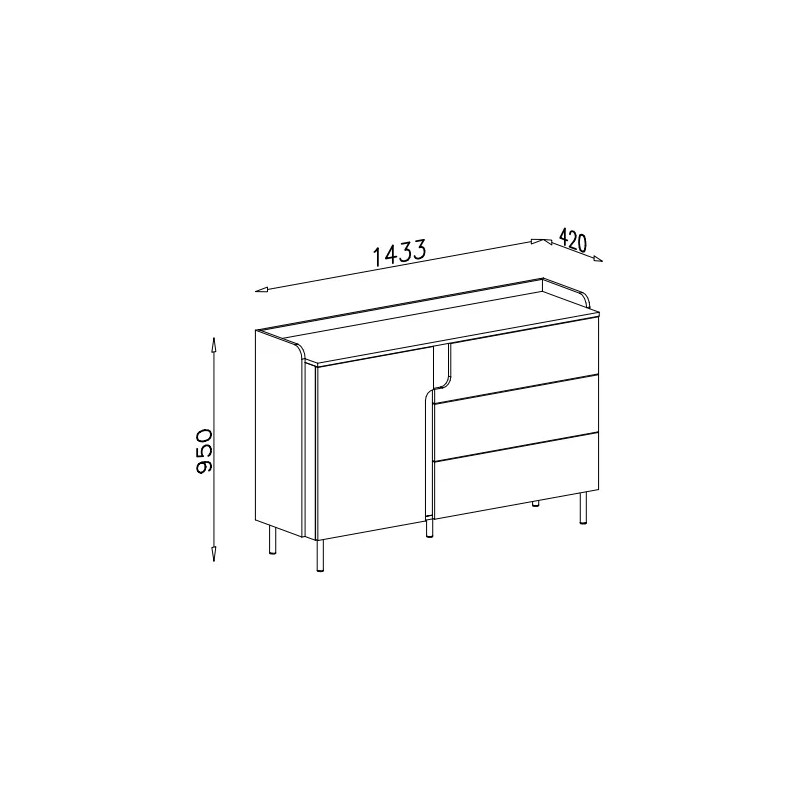 Komoda Positano 143 cm z 3 szufladami | Kup teraz
