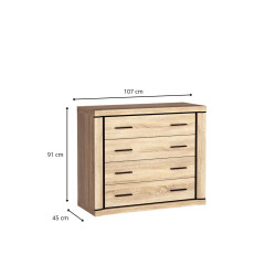 Komoda do pokoju Dallas 107cm dąb sonoma - domowanie.pl