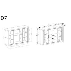 Komoda Dallas 157cm D7 dąb sonoma - domowanie.pl
