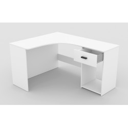 Biurko narożne CORNER białe 155 cm z szufladą | Domowanie.pl