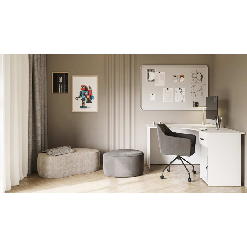 Biurko narożne CORNER białe 155 cm z szufladą | Domowanie.pl