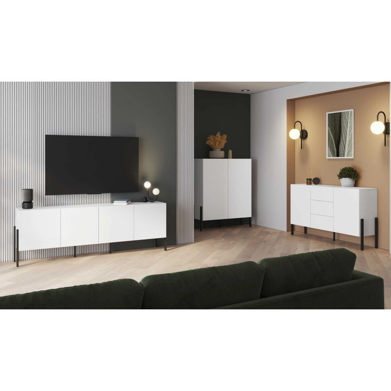 Wysoka komoda JUKON biały mat 114 cm | Domowanie.pl