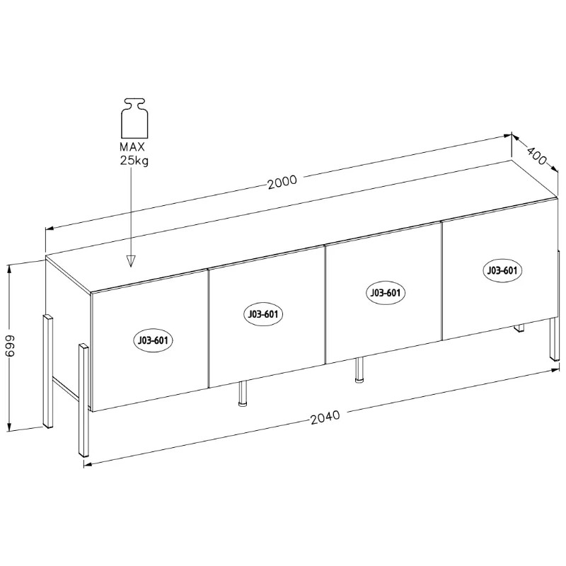 Komoda JUKON kaszmir 204 cm 4D | Domowanie.pl