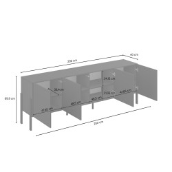 Komoda JUKON czarny Onyks 204 cm 4D | Domowanie.pl
