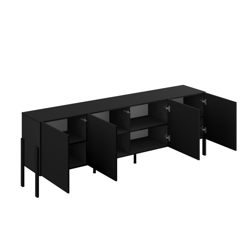 Komoda JUKON czarny Onyks 204 cm 4D | Domowanie.pl