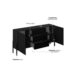 Komoda JUKON czarny Onyks 184 cm 2D3S | Domowanie.pl