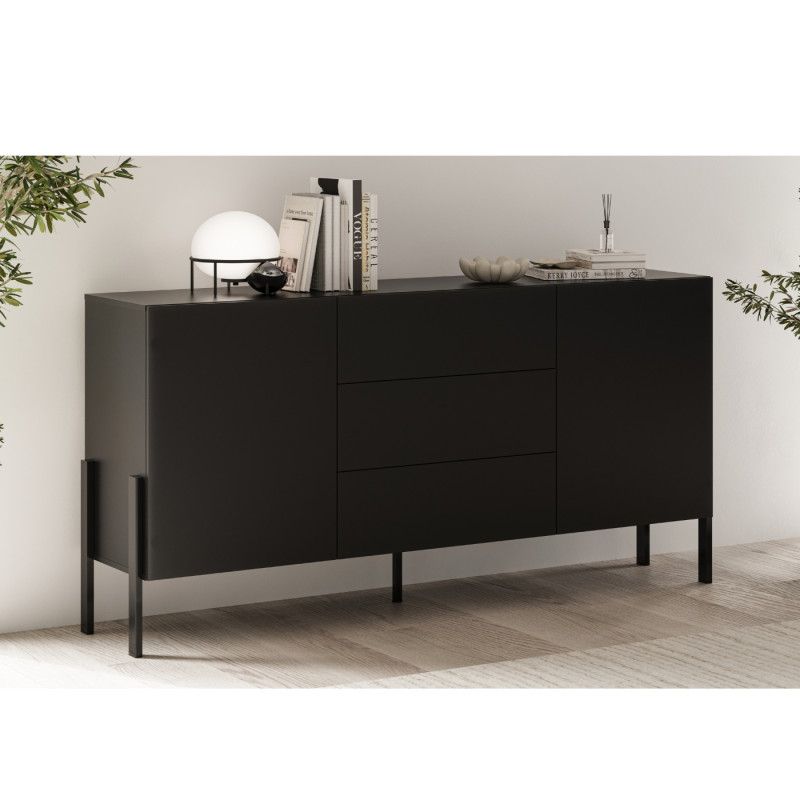 Komoda JUKON czarny Onyks 184 cm 2D3S | Domowanie.pl