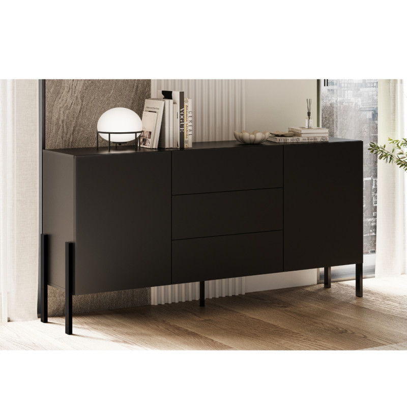Komoda JUKON czarny Onyks 184 cm 2D3S | Domowanie.pl