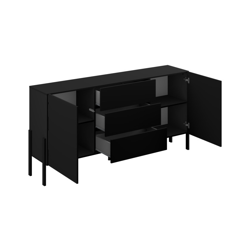 Komoda JUKON czarny Onyks 184 cm 2D3S | Domowanie.pl
