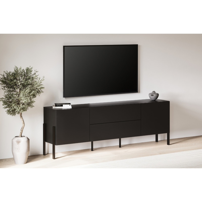 Komoda RTV JUKON czarny Onyks 204 cm | Domowanie.pl