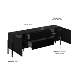 Komoda RTV JUKON czarny Onyks 204 cm | Domowanie.pl