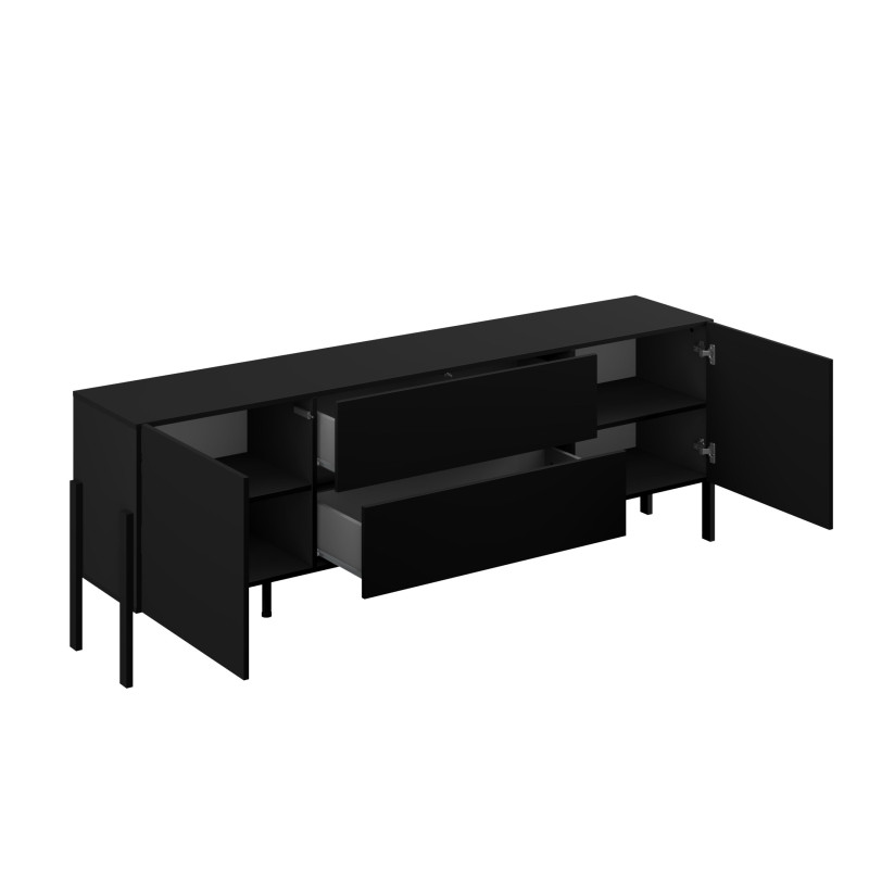 Komoda RTV JUKON czarny Onyks 204 cm | Domowanie.pl