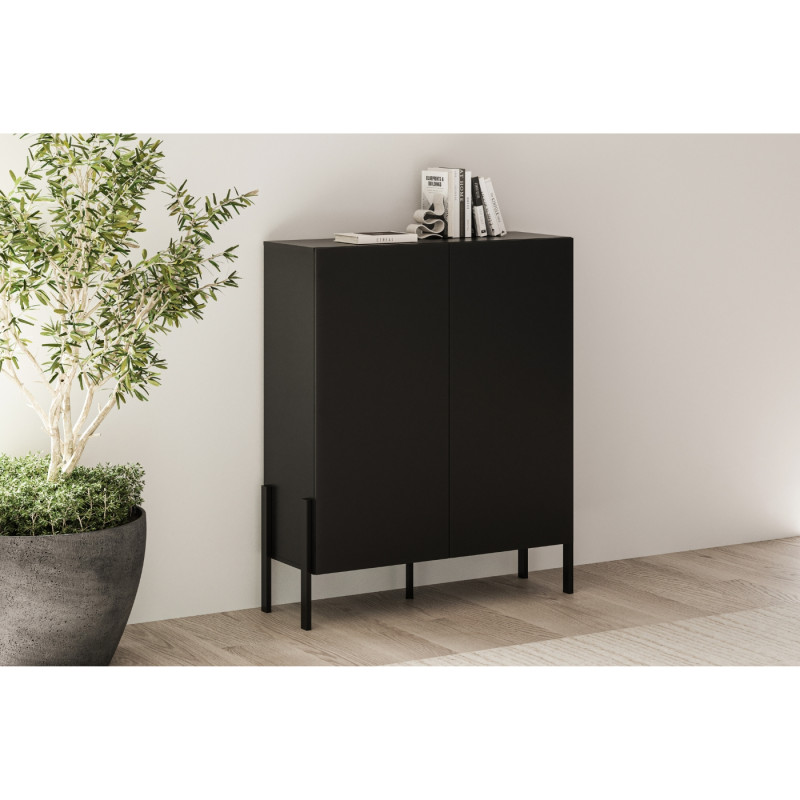 Wysoka komoda JUKON czarny Onyks 114 cm | Domowanie.pl