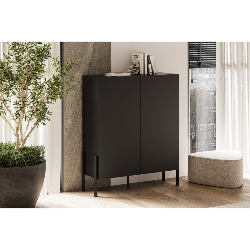 Wysoka komoda JUKON czarny Onyks 114 cm | Domowanie.pl