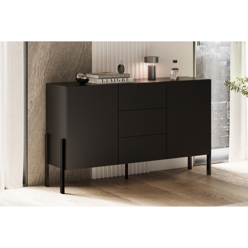 Czarna komoda JUKON 24W3ND43 3 szuflady – Kup teraz