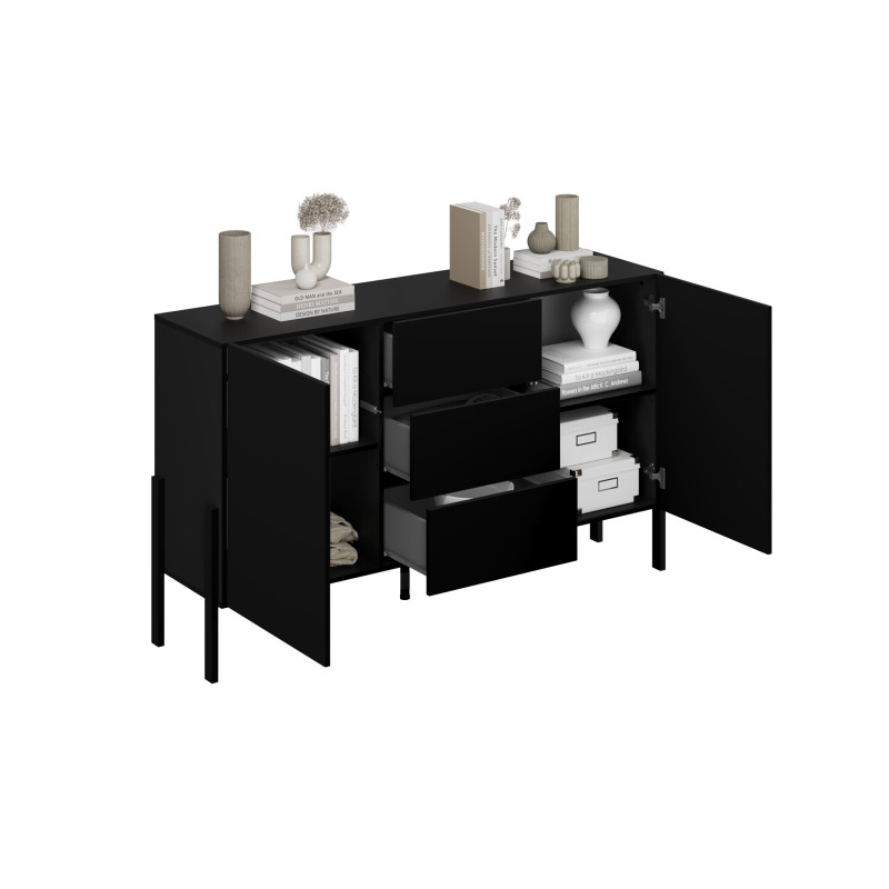 Czarna komoda JUKON 24W3ND43 3 szuflady – Kup teraz