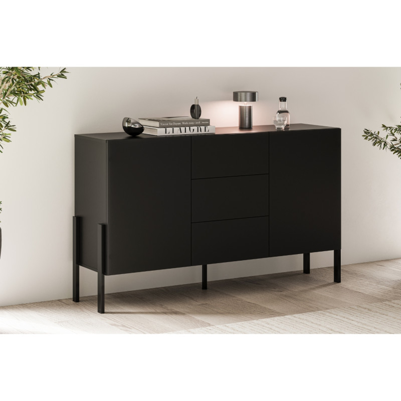 Czarna komoda JUKON 24W3ND43 3 szuflady – Kup teraz