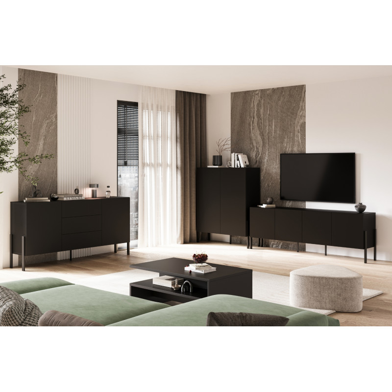 Komoda JUKON czarny Onyks 204 cm 4D | Domowanie.pl