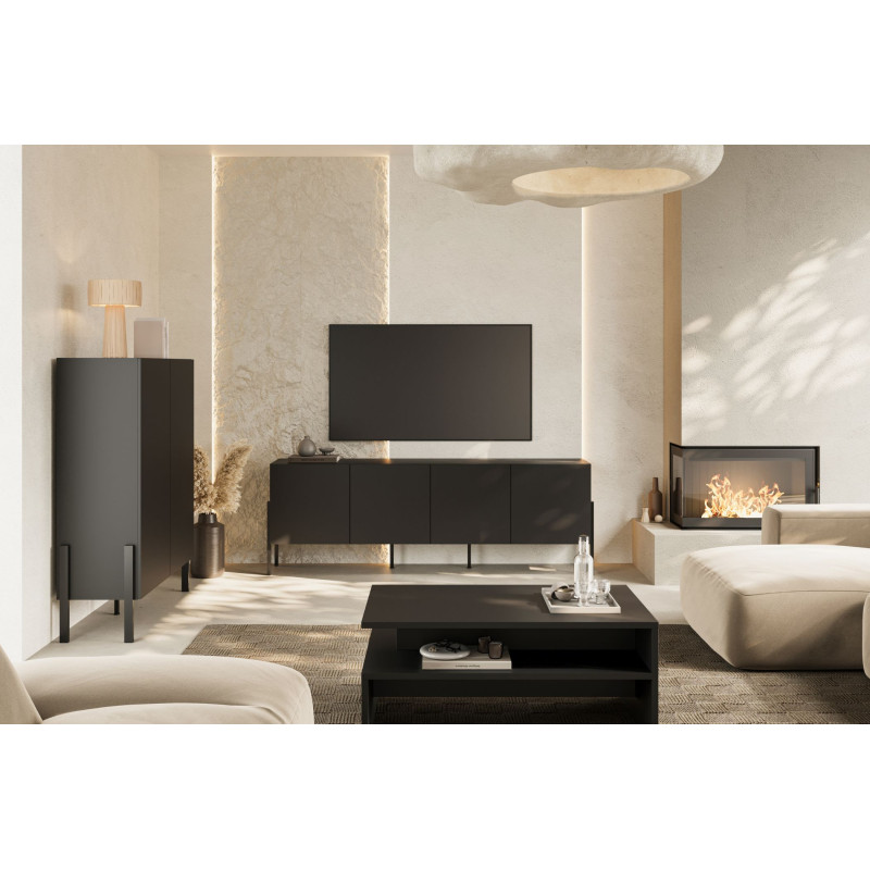 Komoda JUKON czarny Onyks 204 cm 4D | Domowanie.pl