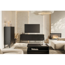 Komoda RTV JUKON czarny Onyks 204 cm | Domowanie.pl