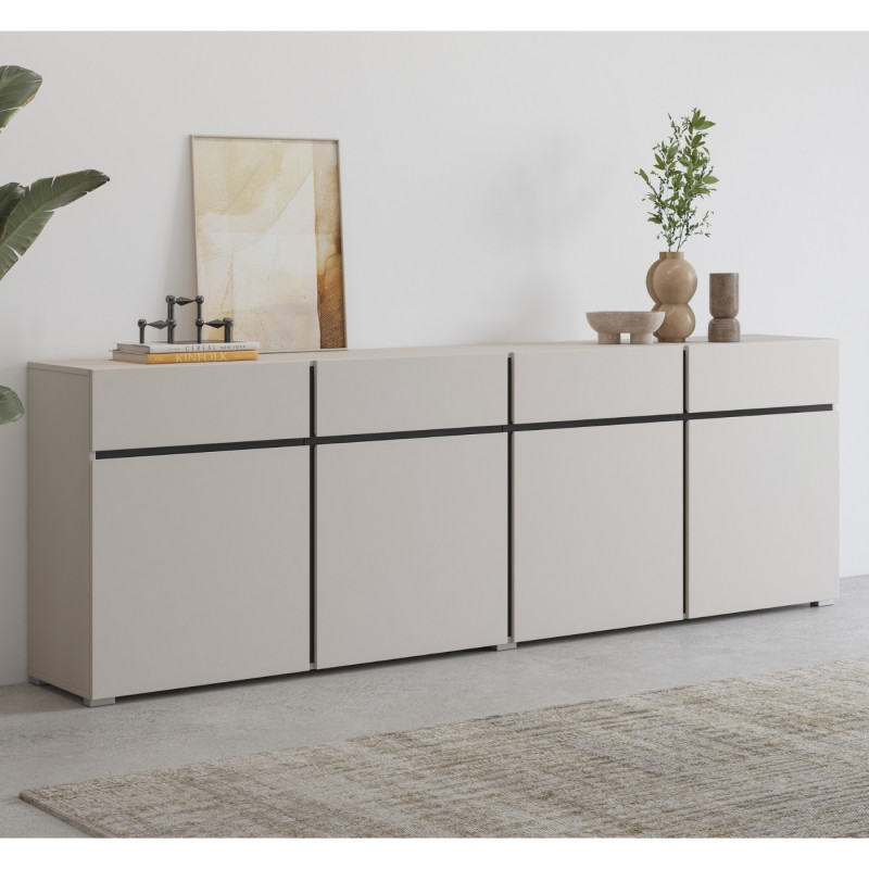 Komoda CROSS kaszmir/czarny 226 cm 4D4S | Domowanie.pl