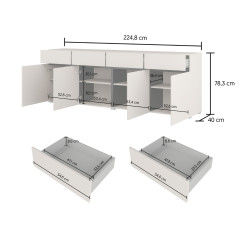 Komoda CROSS kaszmir/czarny 226 cm 4D4S | Domowanie.pl