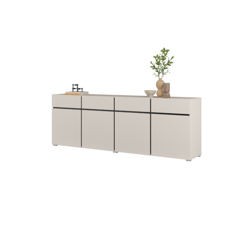 Komoda CROSS kaszmir/czarny 226 cm 4D4S | Domowanie.pl