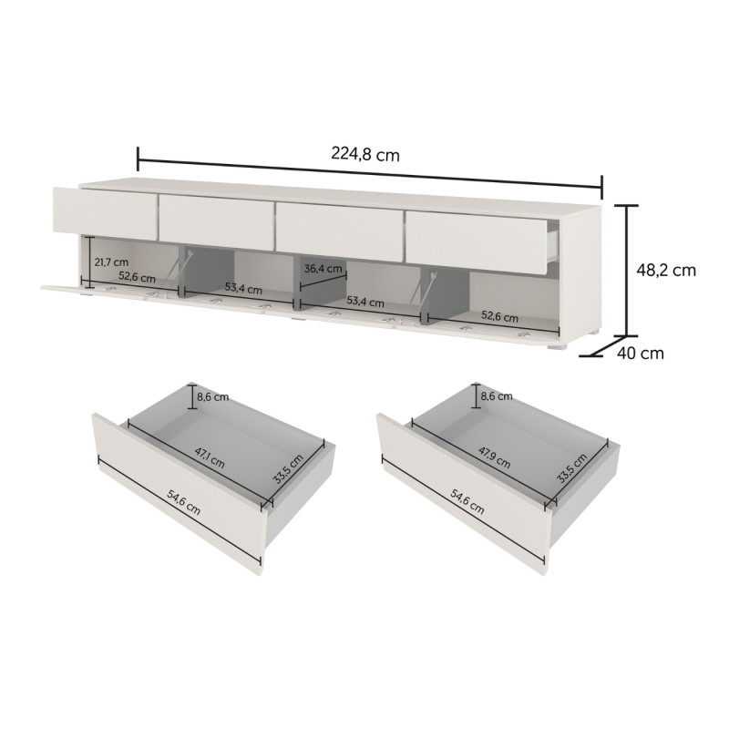Komoda RTV CROSS kaszmir/czarny 225 cm | Domowanie.pl
