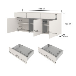 Komoda CROSS kaszmir/czarny 180 cm 3D3S | Domowanie.pl