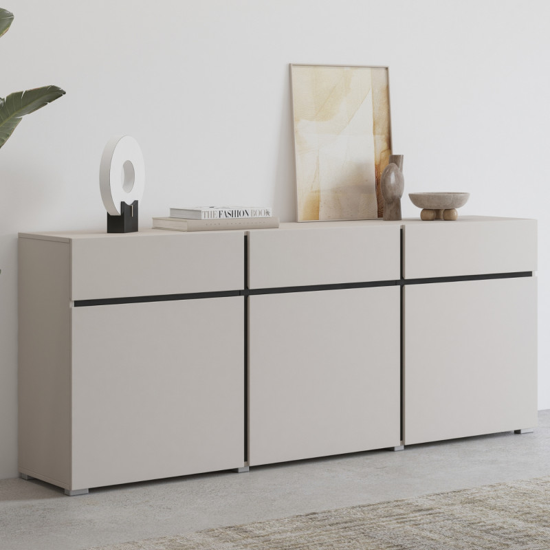 Komoda CROSS kaszmir/czarny 180 cm 3D3S | Domowanie.pl