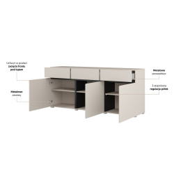 Komoda CROSS kaszmir/czarny 180 cm 3D3S | Domowanie.pl