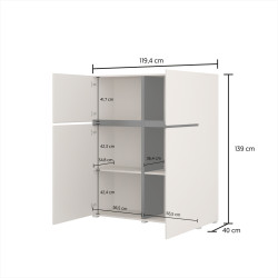 Komoda kaszmir CROSS 4D 139 cm z półkami | Domowanie.pl