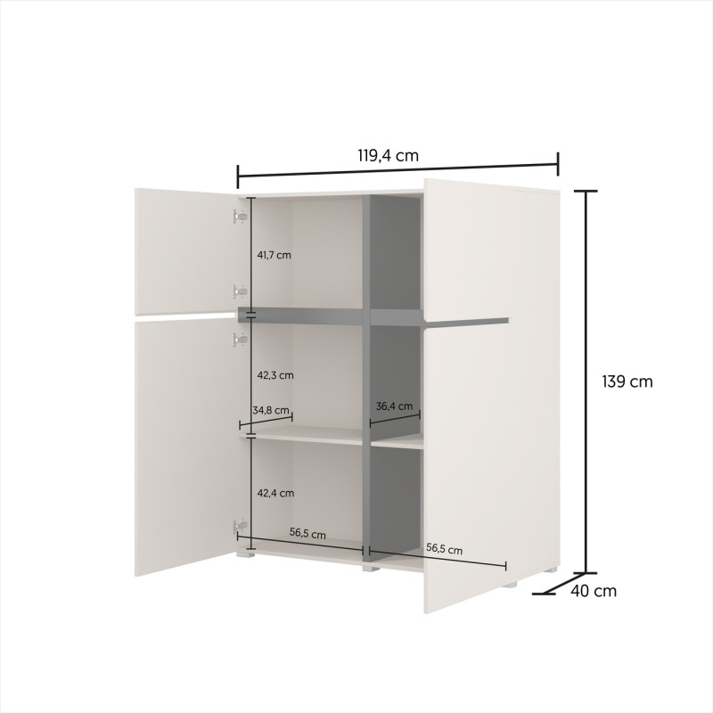 Komoda kaszmir CROSS 4D 139 cm z półkami | Domowanie.pl