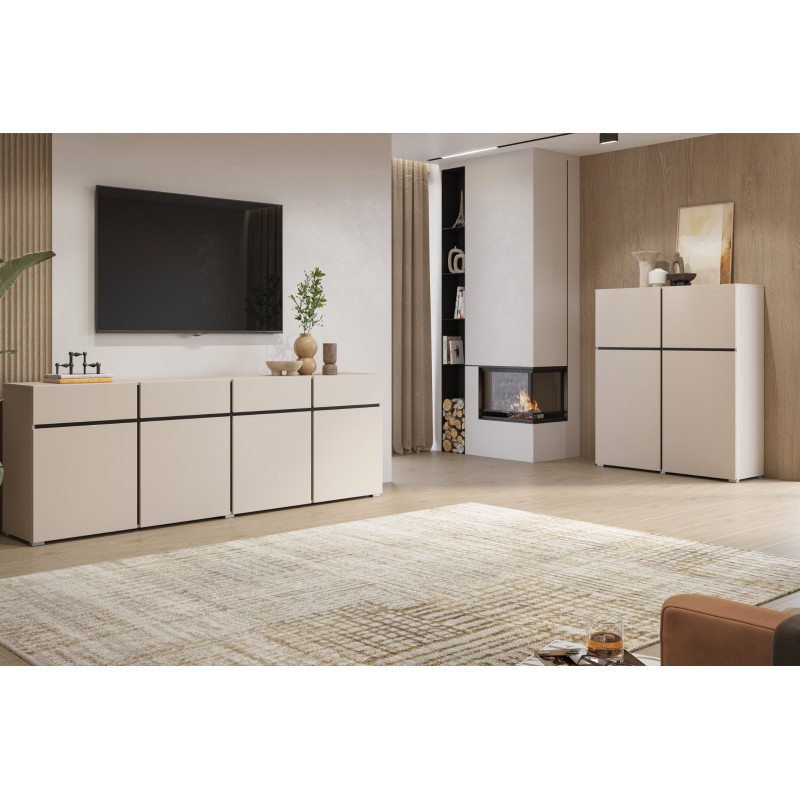 Komoda kaszmir CROSS 4D 139 cm z półkami | Domowanie.pl