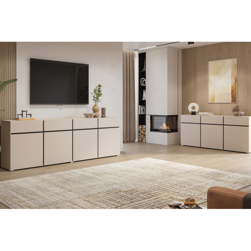 Komoda CROSS kaszmir/czarny 180 cm 3D3S | Domowanie.pl