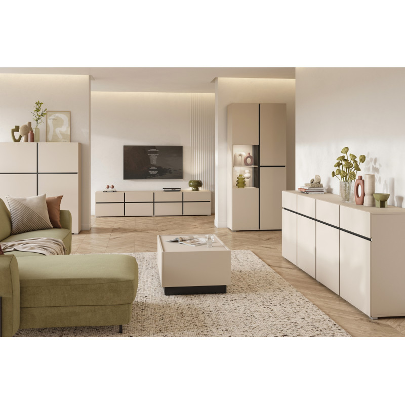Komoda CROSS kaszmir/czarny 180 cm 3D3S | Domowanie.pl