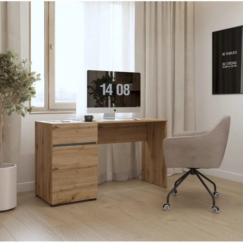 Biurko CROSS Dąb Wotan/Czarny 130 cm | Domowanie.pl