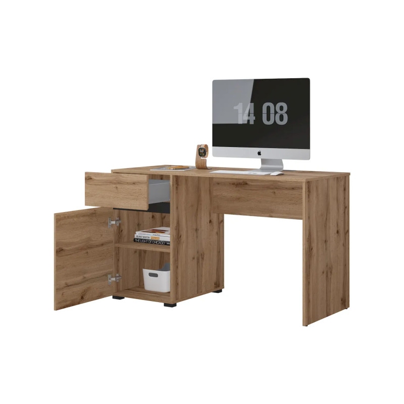 Biurko CROSS Dąb Wotan/Czarny 130 cm | Domowanie.pl