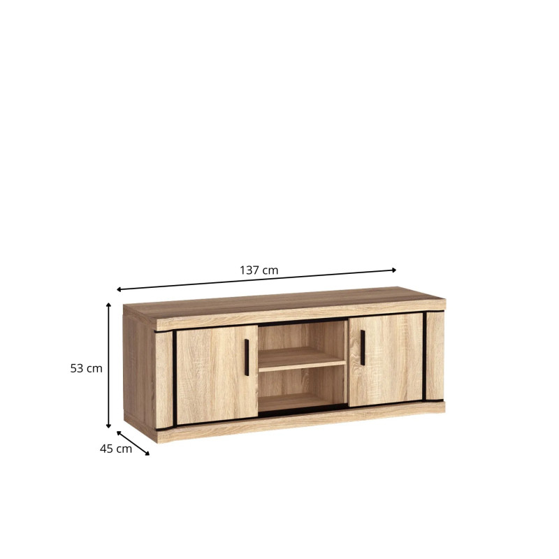 Szafka RTV Dallas 137cm D12 dąb sonoma - domowanie.pl