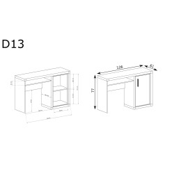 Biurko Dallas 126cm D13 dąb truflowy - domowanie.pl