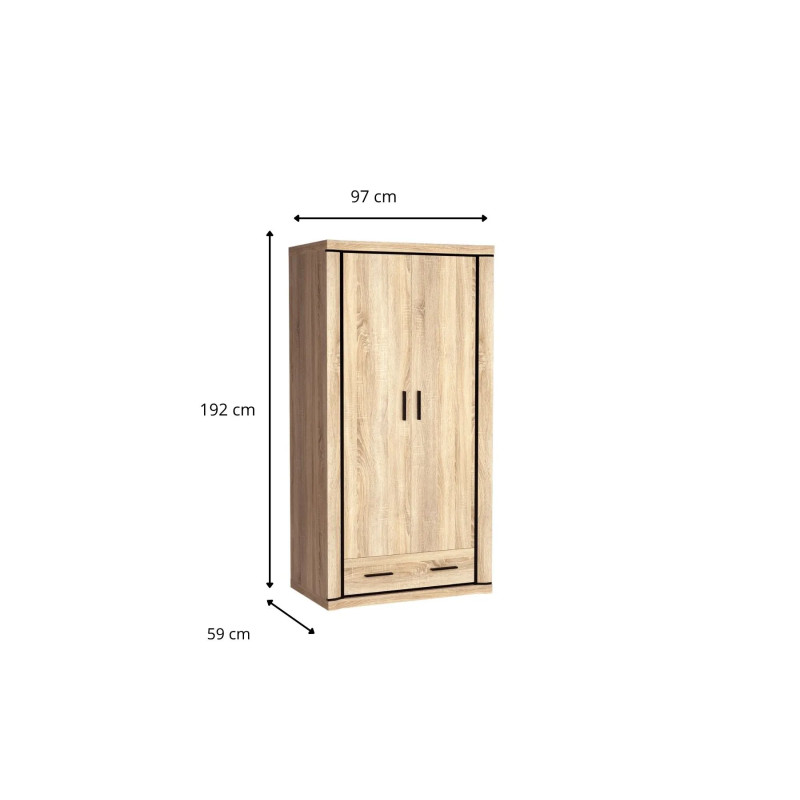 Szafa Dallas 97cm D20 dąb sonoma - domowanie.pl