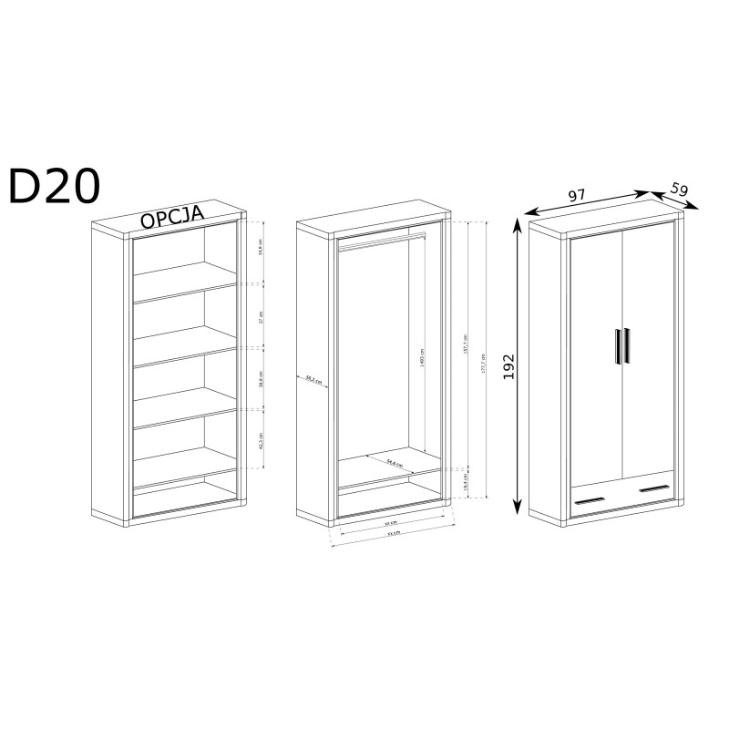 Szafa Dallas 97cm D20 dąb sonoma - domowanie.pl