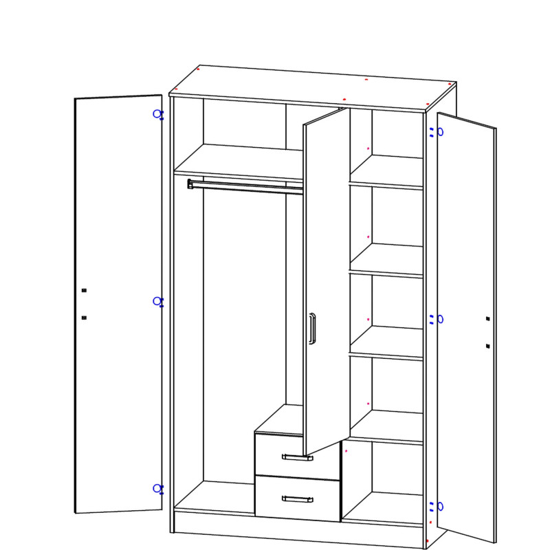 Szafa z lustrem 3D2S Biały Mebelbos