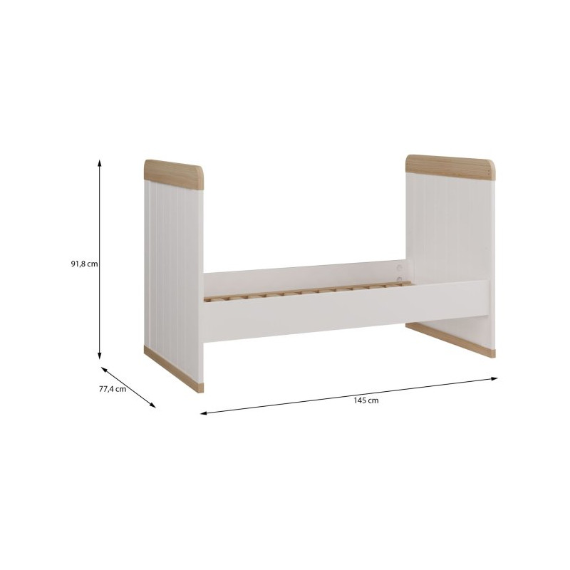 Łóżeczko dziecięce 70x140 cm Pontypool biały/dąb riva