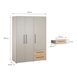 Szafa 145 cm JUPITER taupe/dąb dziki naturalny – skandynawski styl