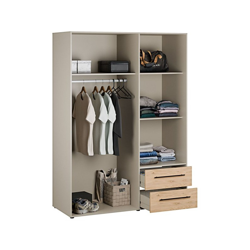 Szafa 145 cm JUPITER taupe/dąb dziki naturalny – skandynawski styl