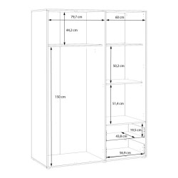 Szafa 145 cm JUPITER taupe/dąb dziki naturalny – skandynawski styl