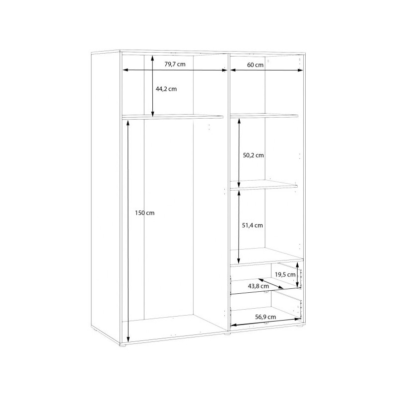 Szafa 145 cm JUPITER taupe/dąb dziki naturalny – skandynawski styl